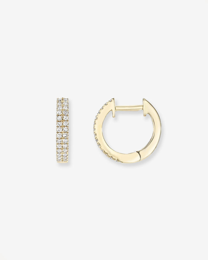 Zoe Lev Double Diamond Huggie Earrings