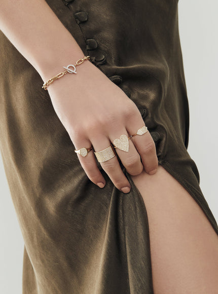 Zoe Lev 14K Gold Large Open Link Chain Bracelet with Diamond Toggle
