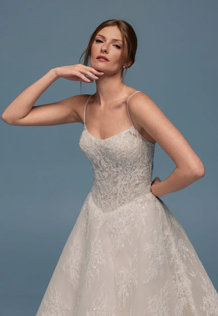 Lazaro Dru Beaded Lace Wedding Dress