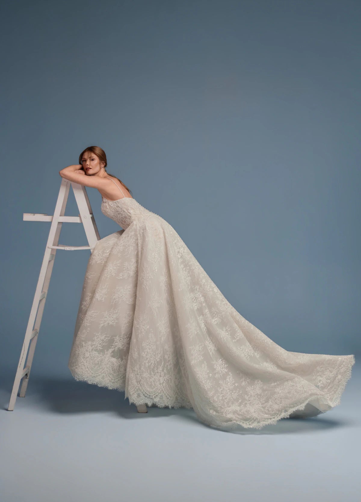 Lazaro Dru Beaded Lace Ball Gown Wedding Dress, US 10