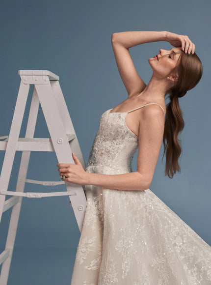 Lazaro Dru Beaded Lace Wedding Dress