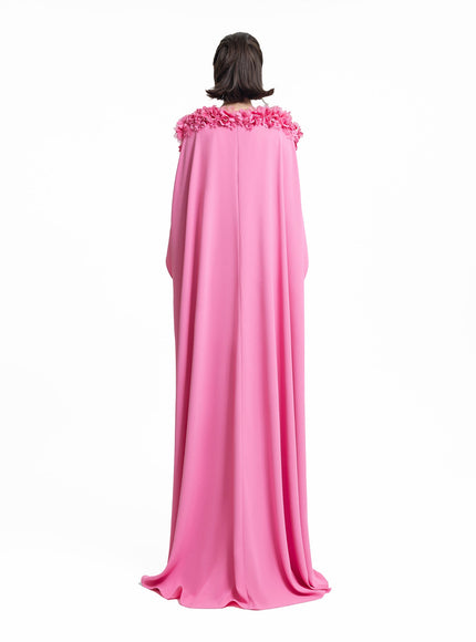 Gemy Maalouf Floral Embellished Neckline Kaftan