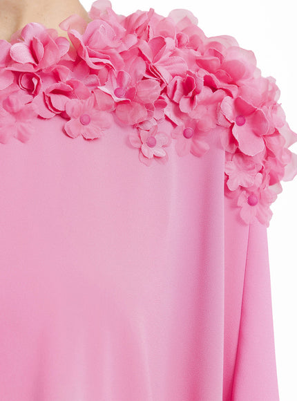Gemy Maalouf Floral Embellished Neckline Kaftan