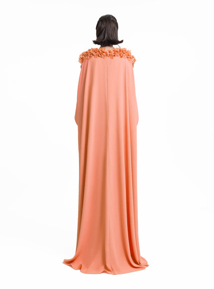 Gemy Maalouf Floral Embellished Neckline Kaftan