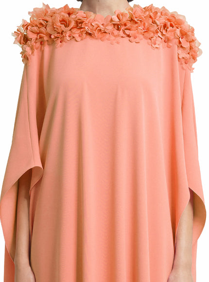 Gemy Maalouf Floral Embellished Neckline Kaftan