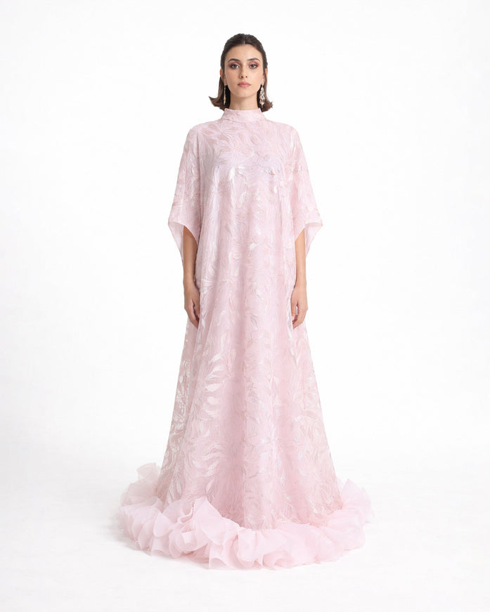 Gemy Maalouf Loose-Cut With Ruffled Hemline Kaftan