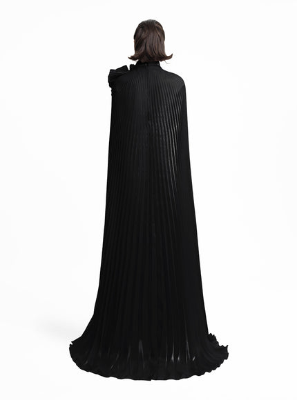 Gemy Maalouf Black Kaftan With Draped Flower