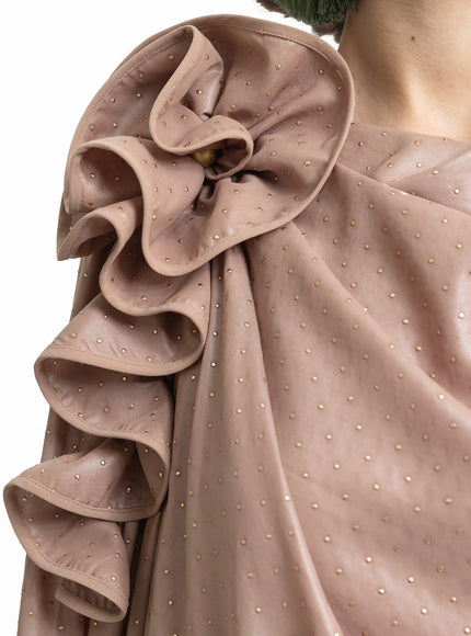 Gemy Maalouf Draped Floral Embellishment Kaftan