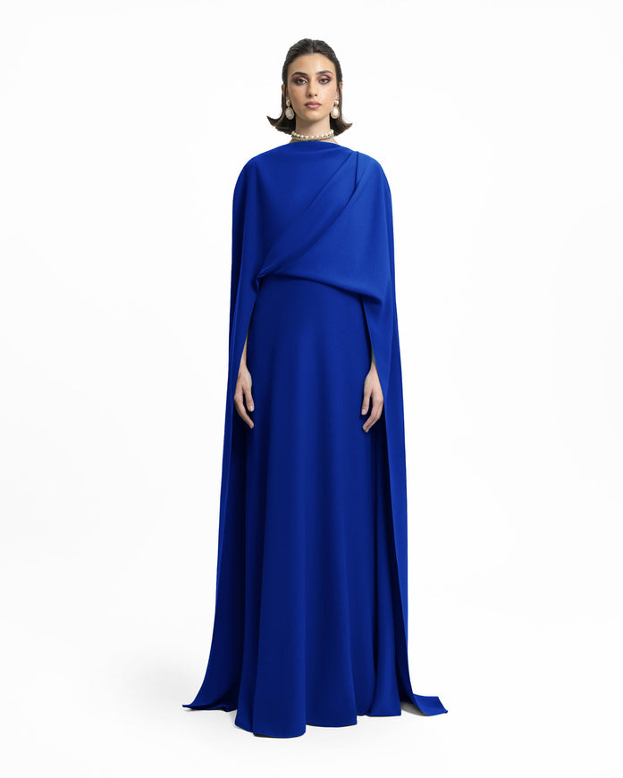 Gemy Maalouf Draped Long Kaftan Blue