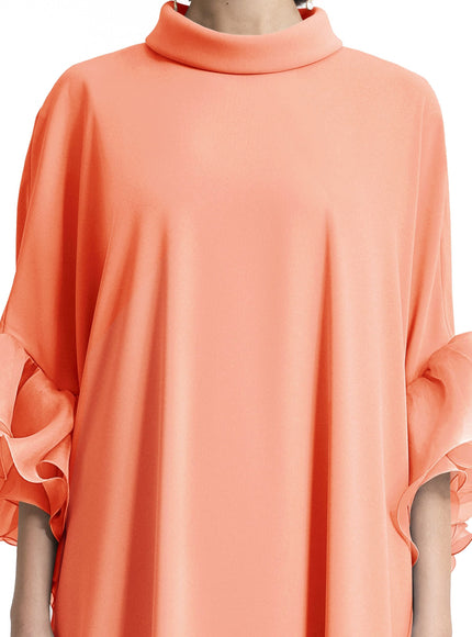 Gemy Maalouf Long Kaftan With Reversed High-Collar Orange