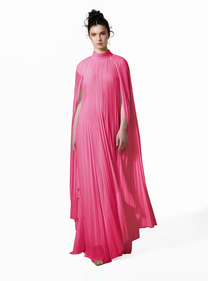 Gemy Maalouf Cape-Like Asymmetrical Gown Pink