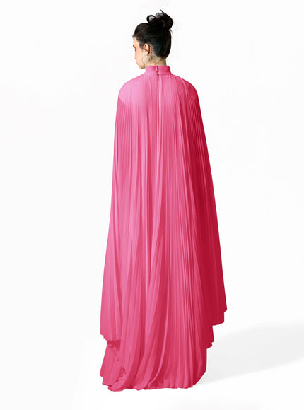 Gemy Maalouf Cape-Like Asymmetrical Gown Pink