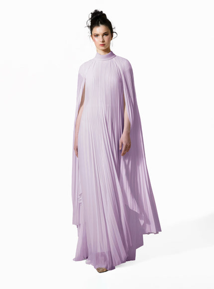 Gemy Maalouf Cape-Like Asymmetrical Gown Purple