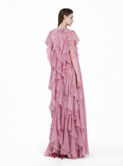 Gemy Maalouf Squared Neckline Blush Gown
