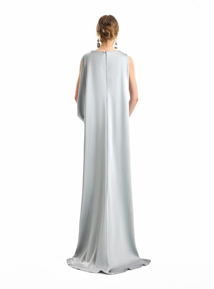 Gemy Maalouf Bateau-Neck Satin Gown