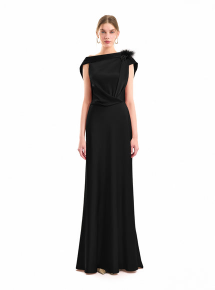 Gemy Maalouf Draped Brooch Gown Black