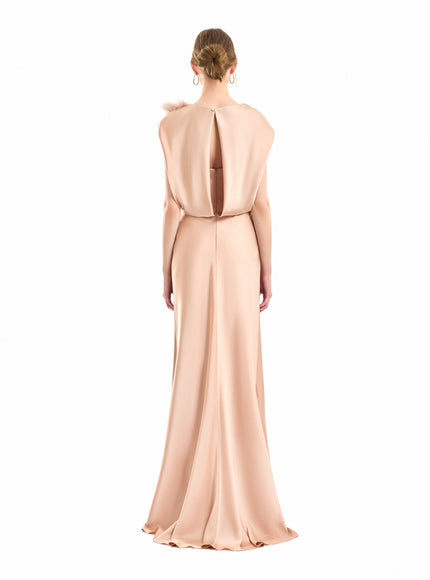 Gemy Maalouf Draped Brooch Gown Blush