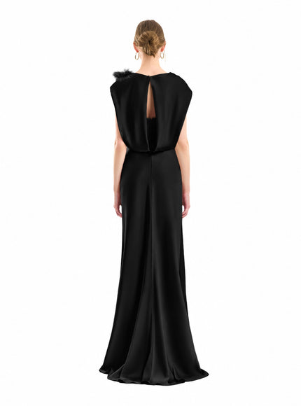 Gemy Maalouf Draped Brooch Gown Black