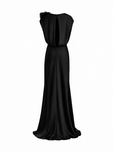 Gemy Maalouf Draped Brooch Gown Black