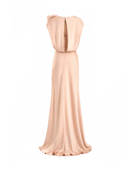 Gemy Maalouf Draped Brooch Gown Blush