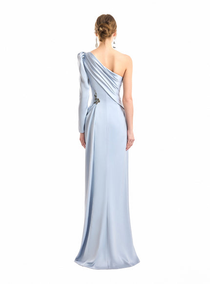 Gemy Maalouf One-Shoulder Satin Gown No. 2177