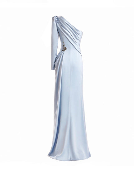 Gemy Maalouf One-Shoulder Satin Gown No. 2177