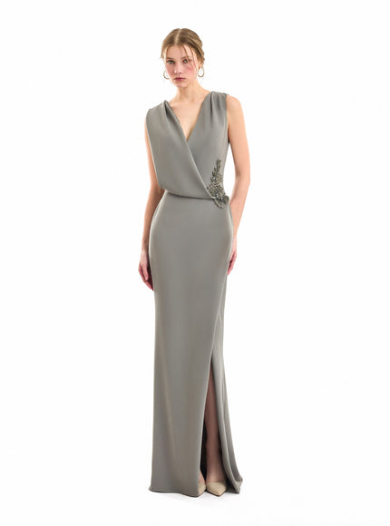 Gemy Maalouf V-Neck Wrap Gown