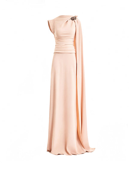 Gemy Maalouf Feathered Shoulder Gown