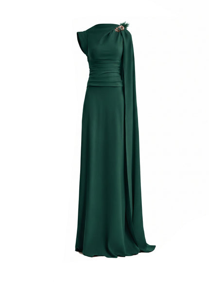 Gemy Maalouf Feathered Shoulder Gown