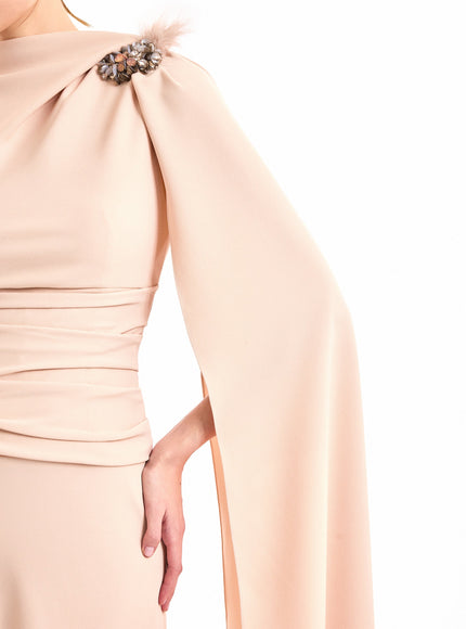 Gemy Maalouf Feathered Shoulder Gown