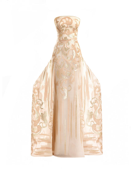 Gemy Maalouf Strapless Jacquard Gown