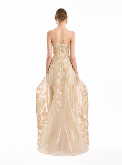Gemy Maalouf Strapless Jacquard Gown