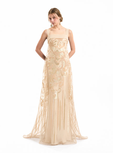 Gemy Maalouf Sheer Overlay Gown