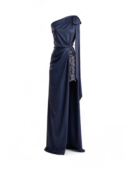 Gemy Maalouf One-Shoulder Slit Gown