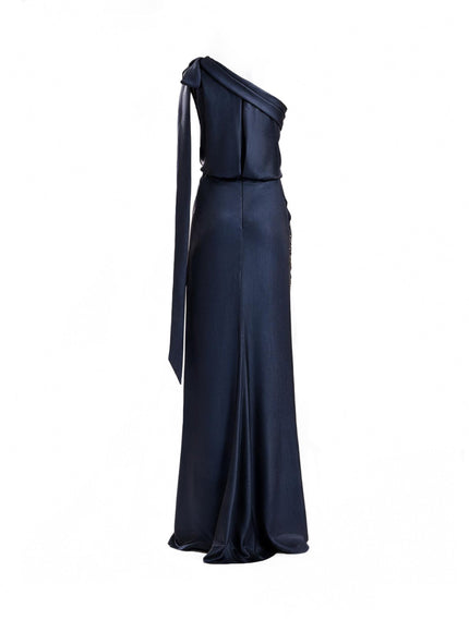 Gemy Maalouf One-Shoulder Slit Gown