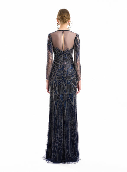Gemy Maalouf Beaded Illusion Gown
