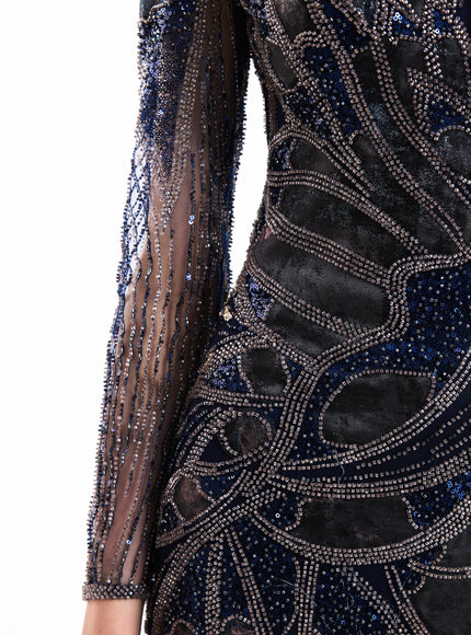 Gemy Maalouf Beaded Illusion Gown