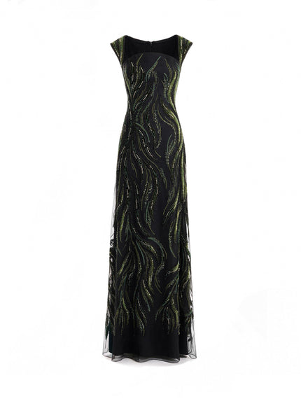 Gemy Maalouf Wide-Strap Beaded Gown