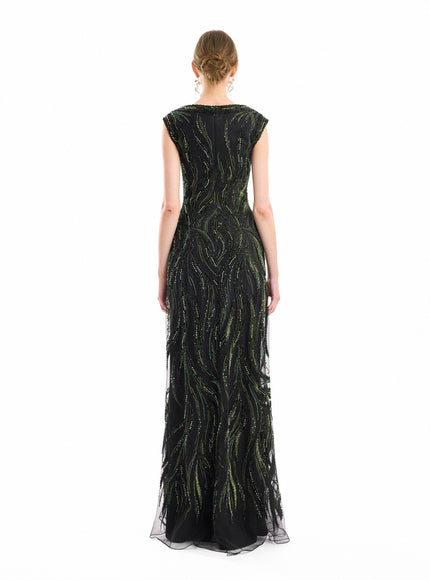 Gemy Maalouf Wide-Strap Beaded Gown
