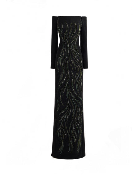 Gemy Maalouf Off-Shoulder Beaded Gown