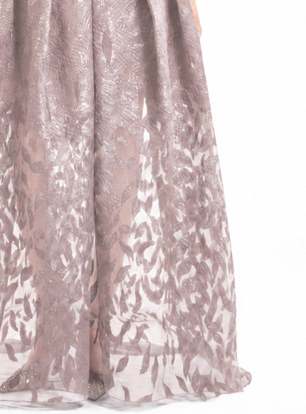 Gemy Maalouf V-Neck Jacquard Gown Dusty Pink