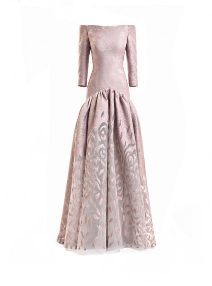 Gemy Maalouf Off-Shoulder Jacquard Gown No. 2192