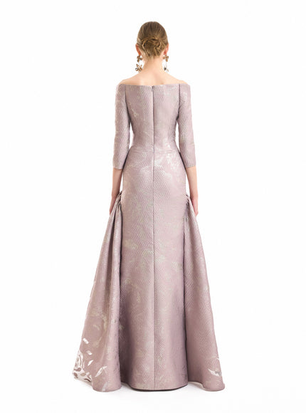 Gemy Maalouf Off-Shoulder Jacquard Gown No. 2192