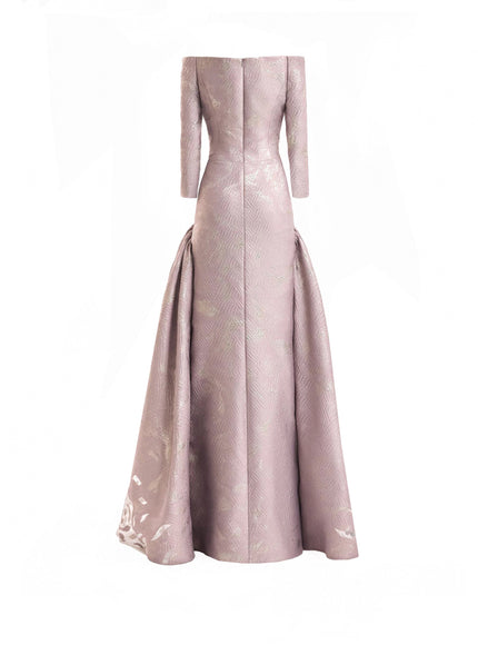 Gemy Maalouf Off-Shoulder Jacquard Gown No. 2192
