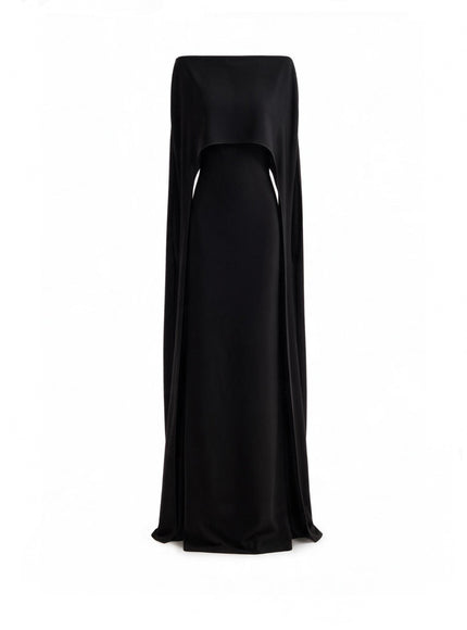 Gemy Maalouf Cape Overlay Gown Black
