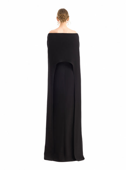 Gemy Maalouf Cape Overlay Gown Black