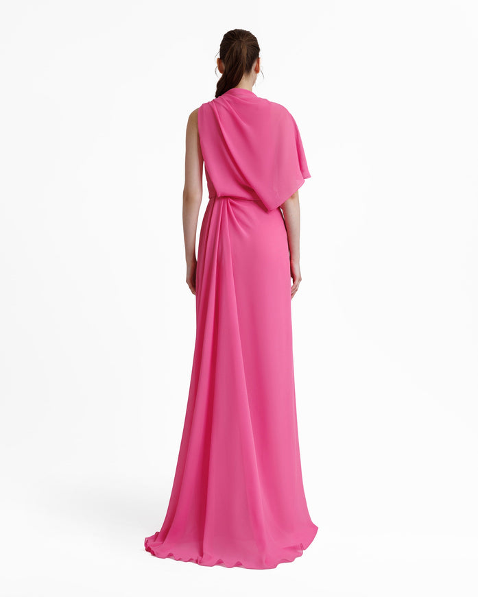 Gemy Maalouf Asymmetrical Draped Gown No. 1856