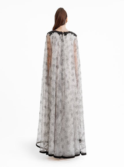 Gemy Maalouf Draped Shoulder Flower Kaftan