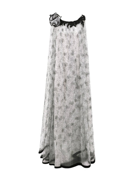 Gemy Maalouf Draped Shoulder Flower Kaftan