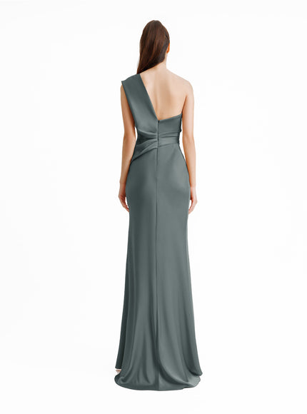 Gemy Maalouf One-Shoulder Draped Gown No. 1936 Green